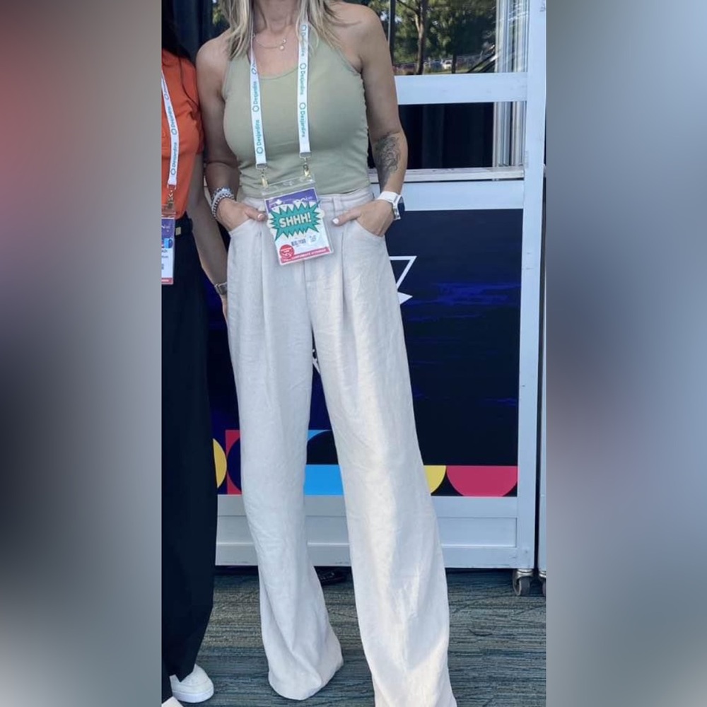 ASOS Cream Wide-Leg Pants